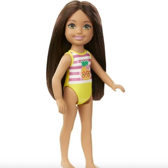 Barbie Doll Club Chelsea Brunette with Swim Suit Beach Mattel Gift for Girls - Picture 1 of 5
